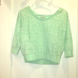 Lace Flower Mint Green Crop Top